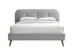 Modern Eastern King Bed - Gray Fabric