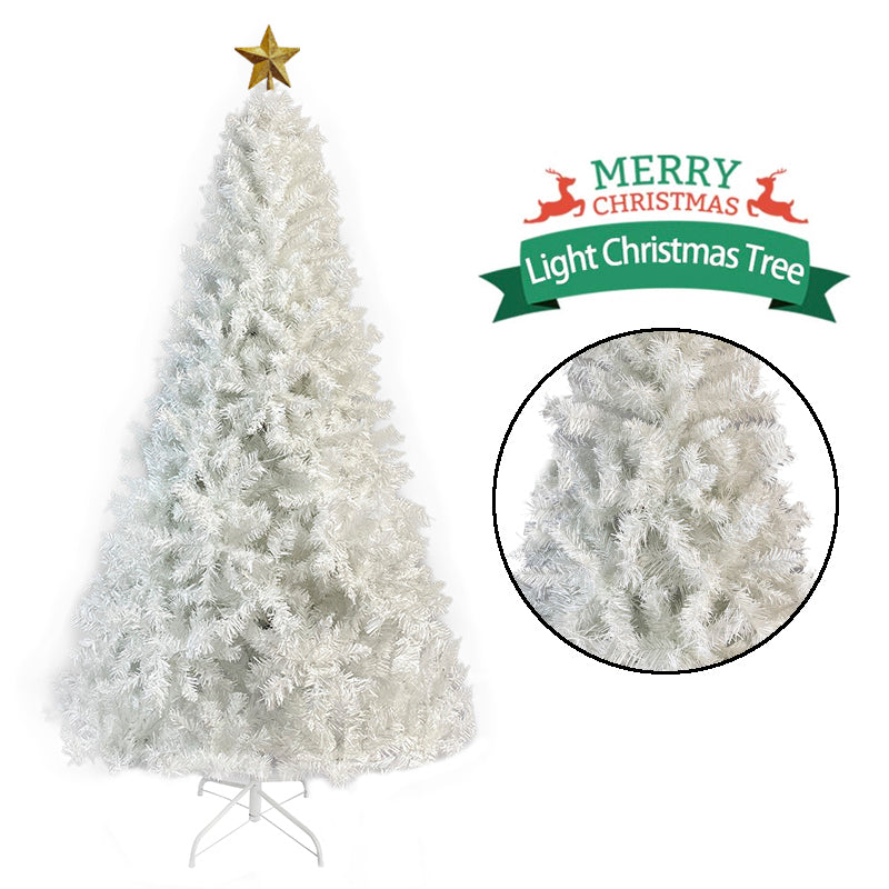 7 FT White Christmas Tree with 500 LED Warm Lights, PVC branch, Artificial Holiday Christmas Pine Tree with Star Top