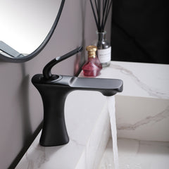 Single Hole Single Handle Bathroom Faucet in Matte Black