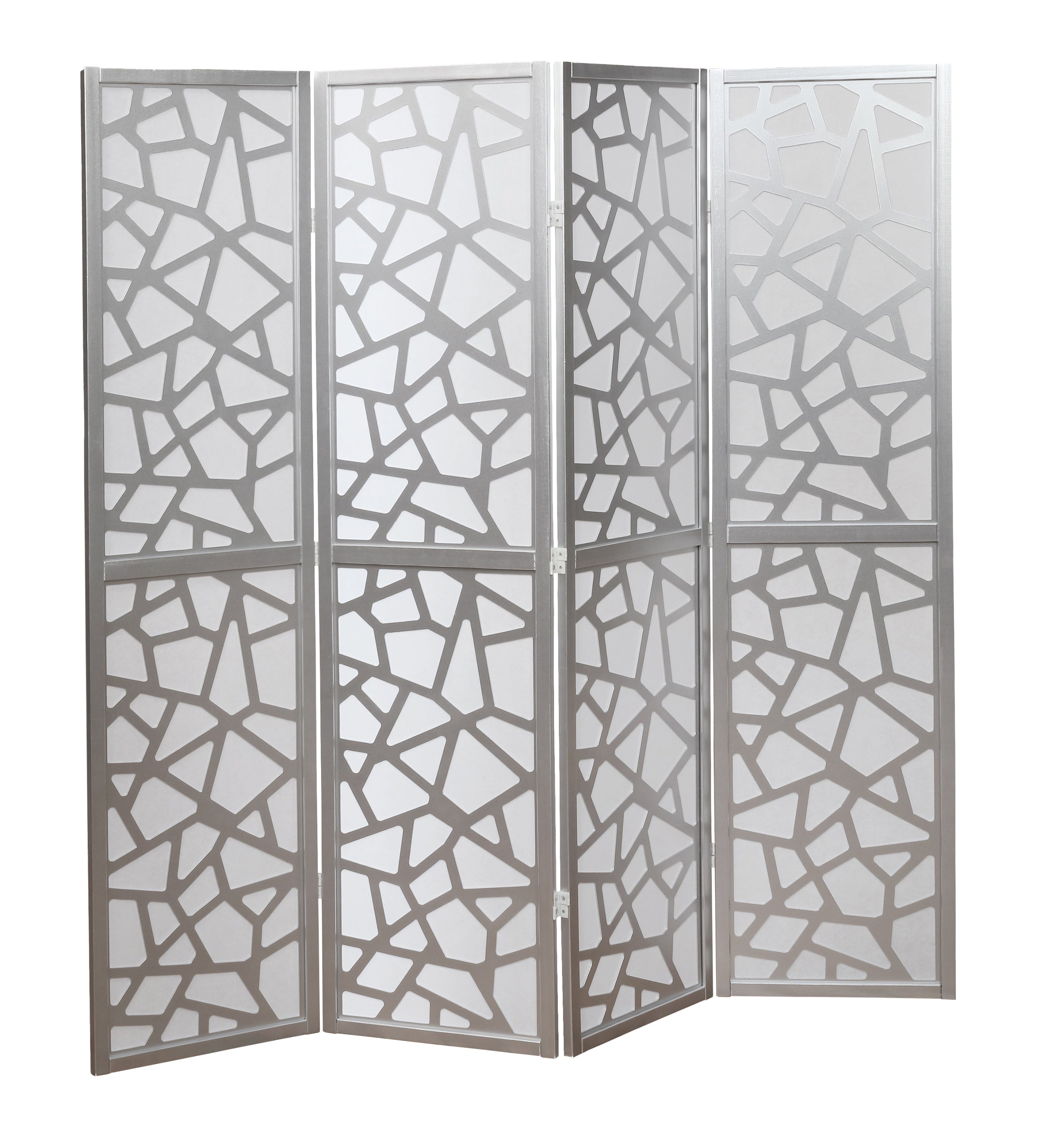 4 Panel Screen Room Divider, -Sliver