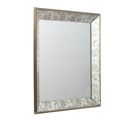 24"x24" Antique Silver Square Mirror with Floral Accents