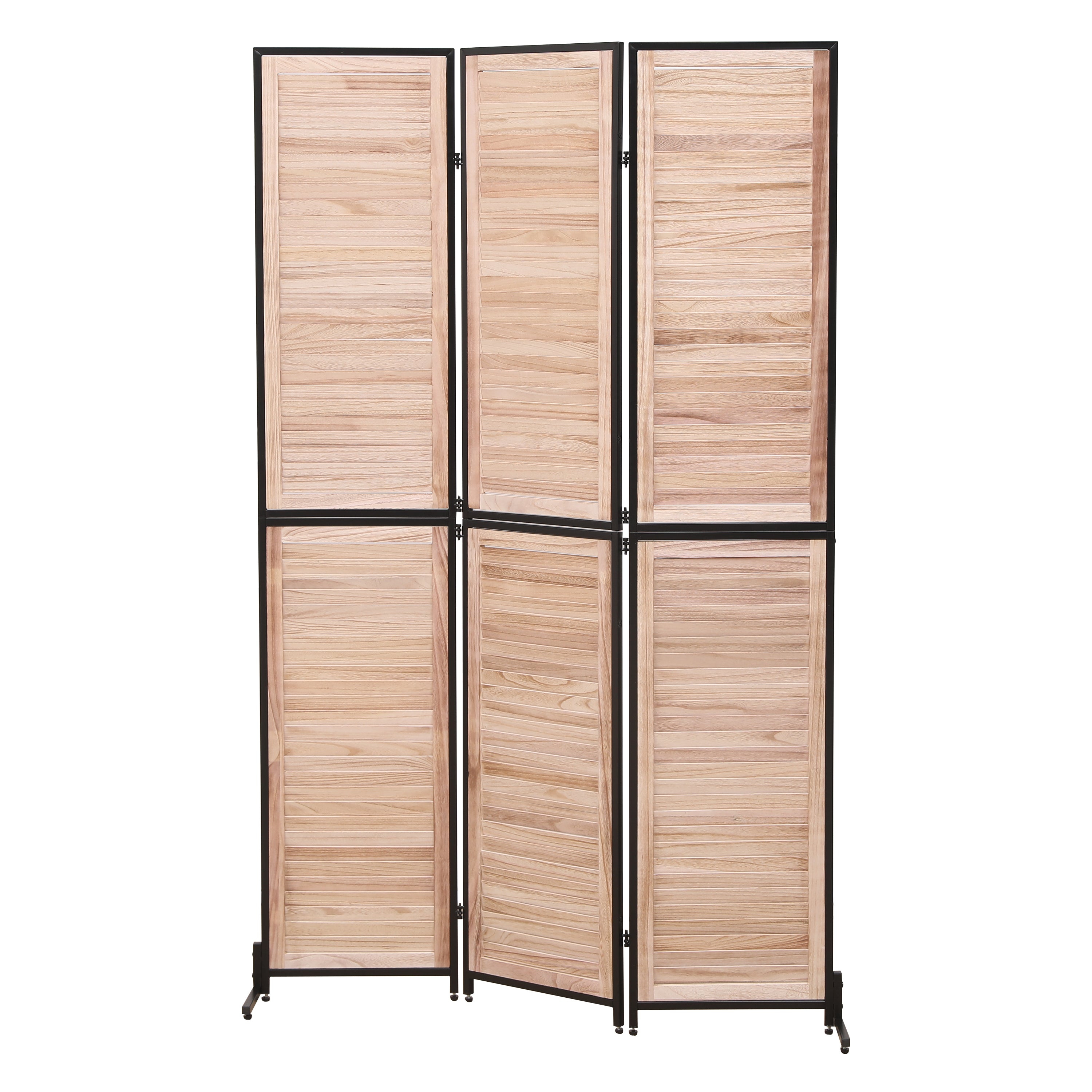 3 Panel Room Dividers and Folding Privacy Screen Natural Wooden Room Partitions 6ft - Natural