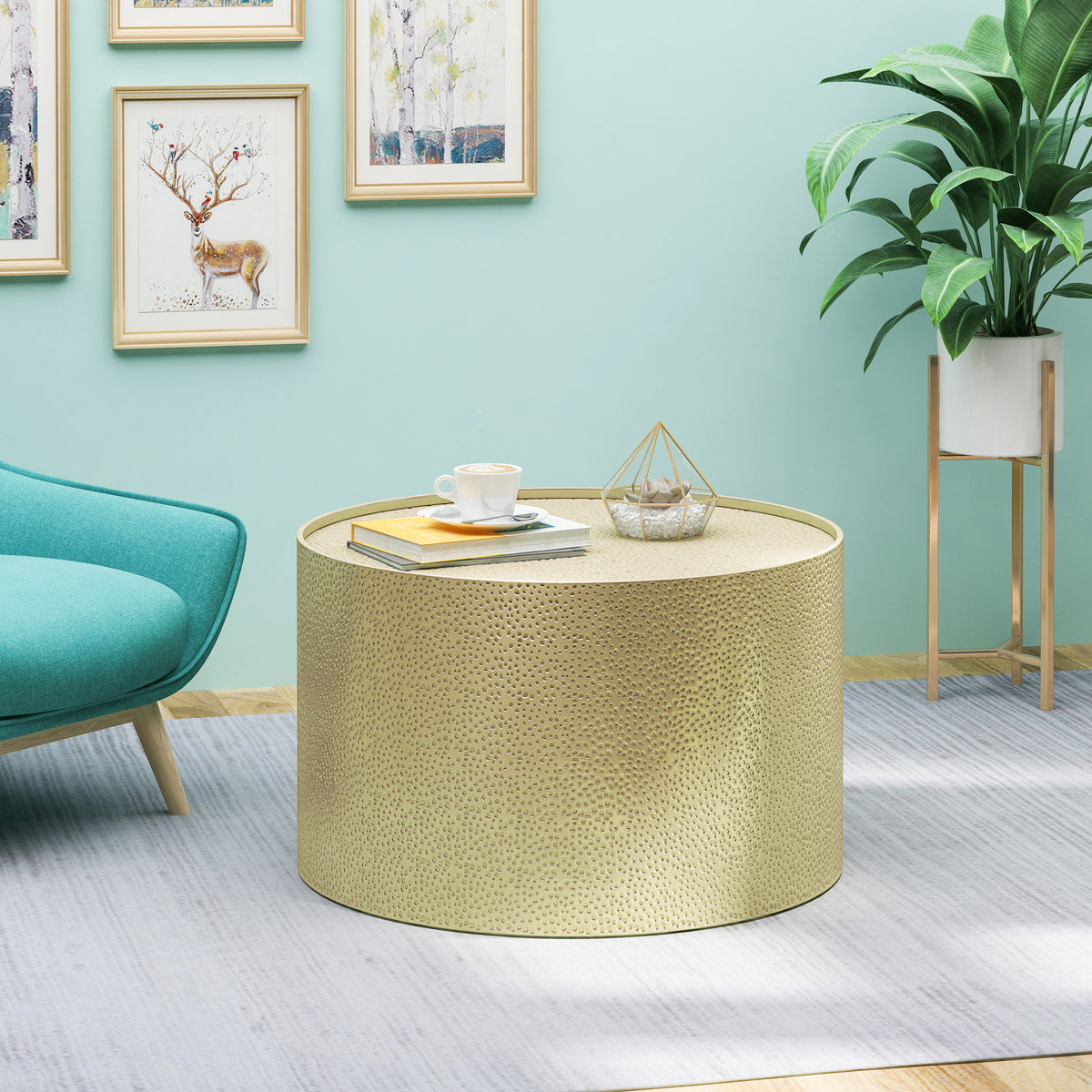 Gold Metal Coffe Table