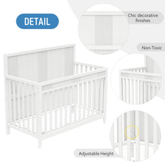 Certified Baby Safe Crib, Pine Solid Wood, Non-Toxic Finish, Snow White