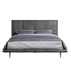 Eastern King Bed - Gray Top Grain Leather