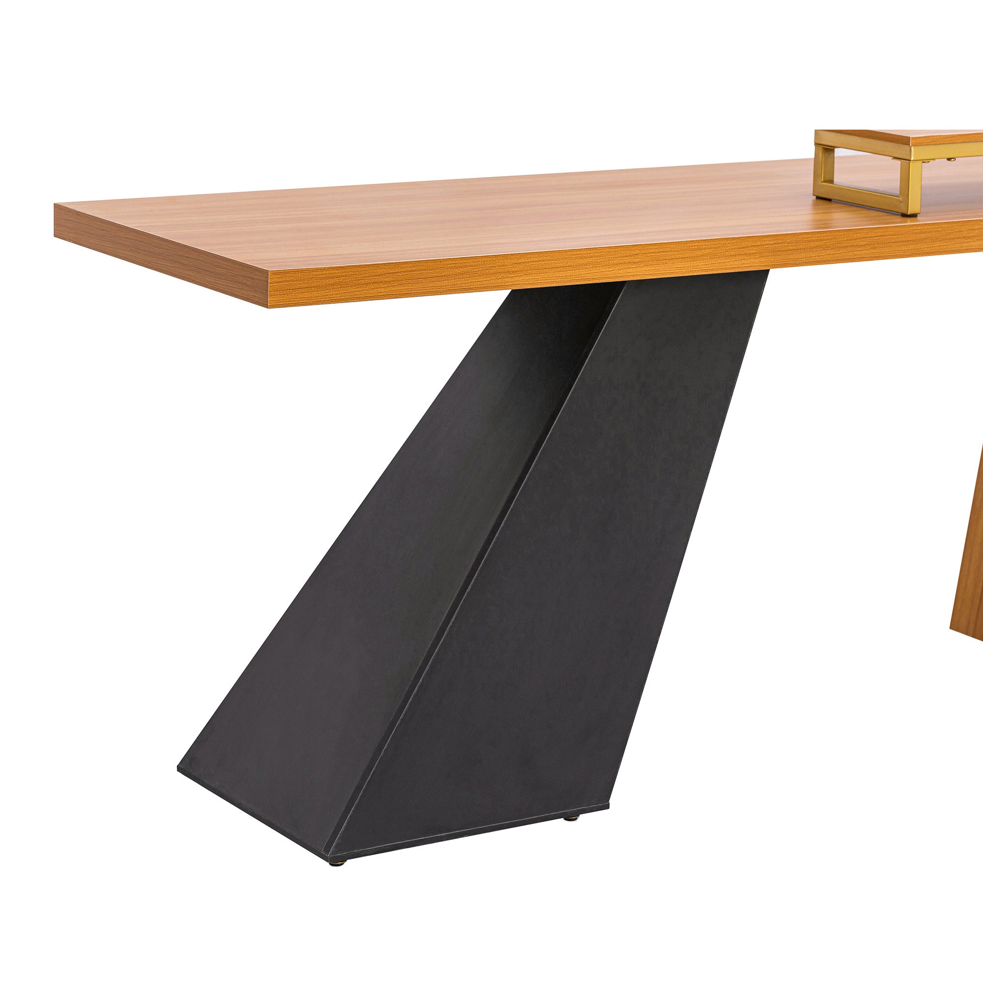 63" Modern Executive Desk, Rustic Industrial Wooden Writing Desk with Monitor Stand - Teak