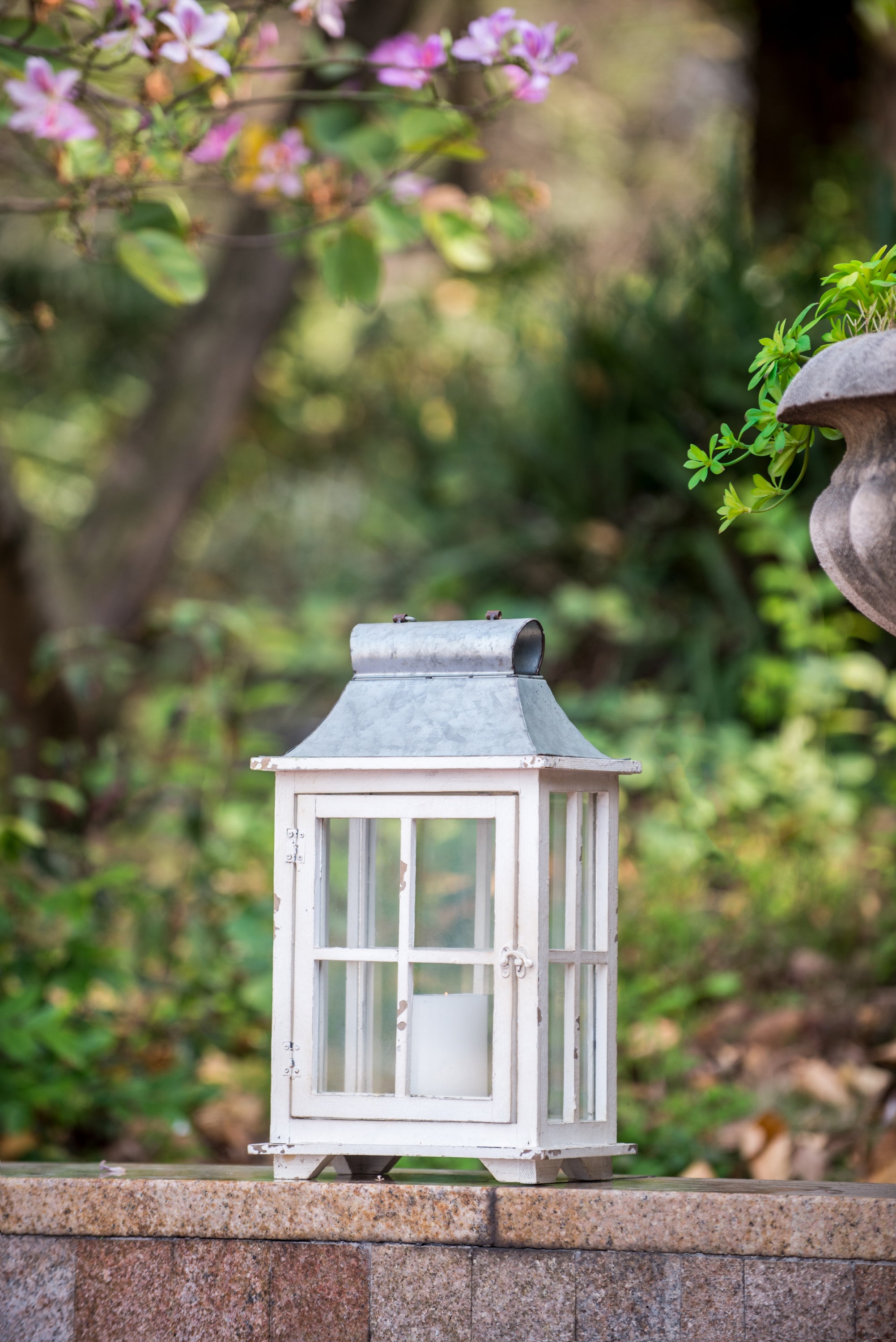 Wooden Candle Lantern Decorative (Set of 2) - Ivory