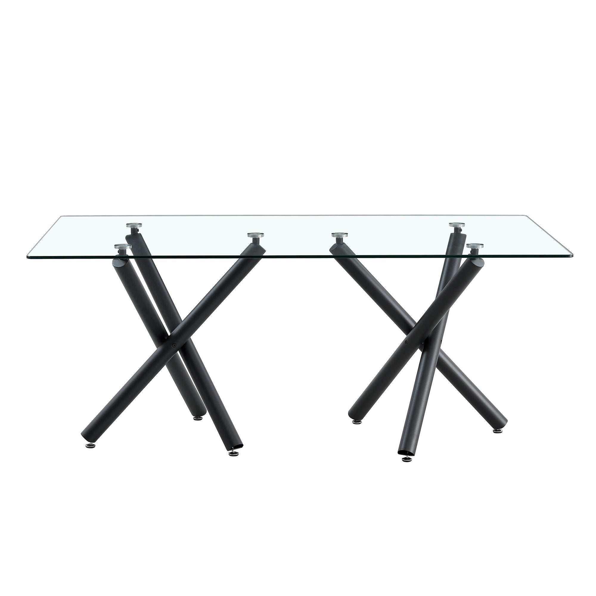 Modern Minimalist Rectangular Glass Dining Table for 6-8 pers - Black Glass