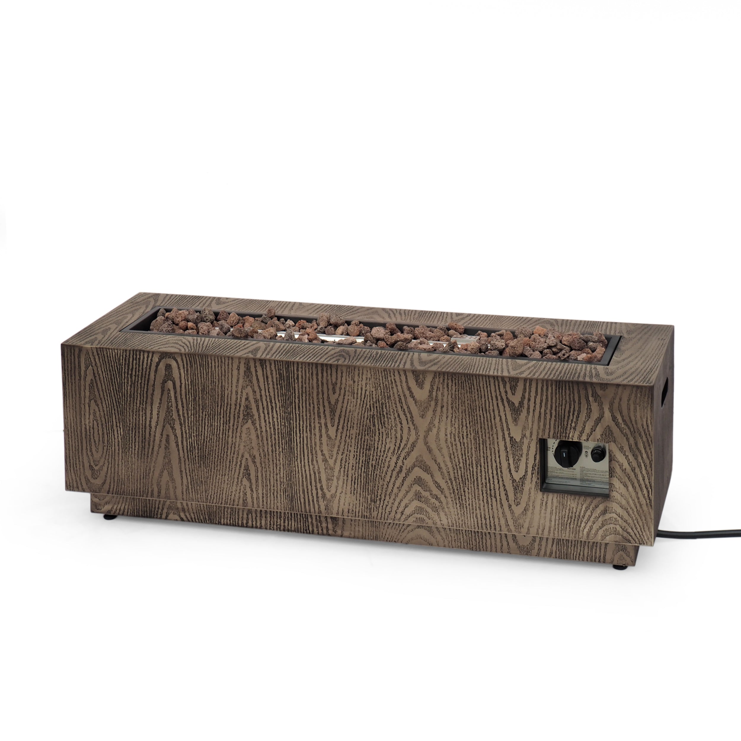 Rectangular Fire Pit -50 000 BTU Tank outside - Wood/ Iron