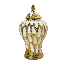 Alluring White and Gold Ginger Jar with Removable Lid 12.50"H