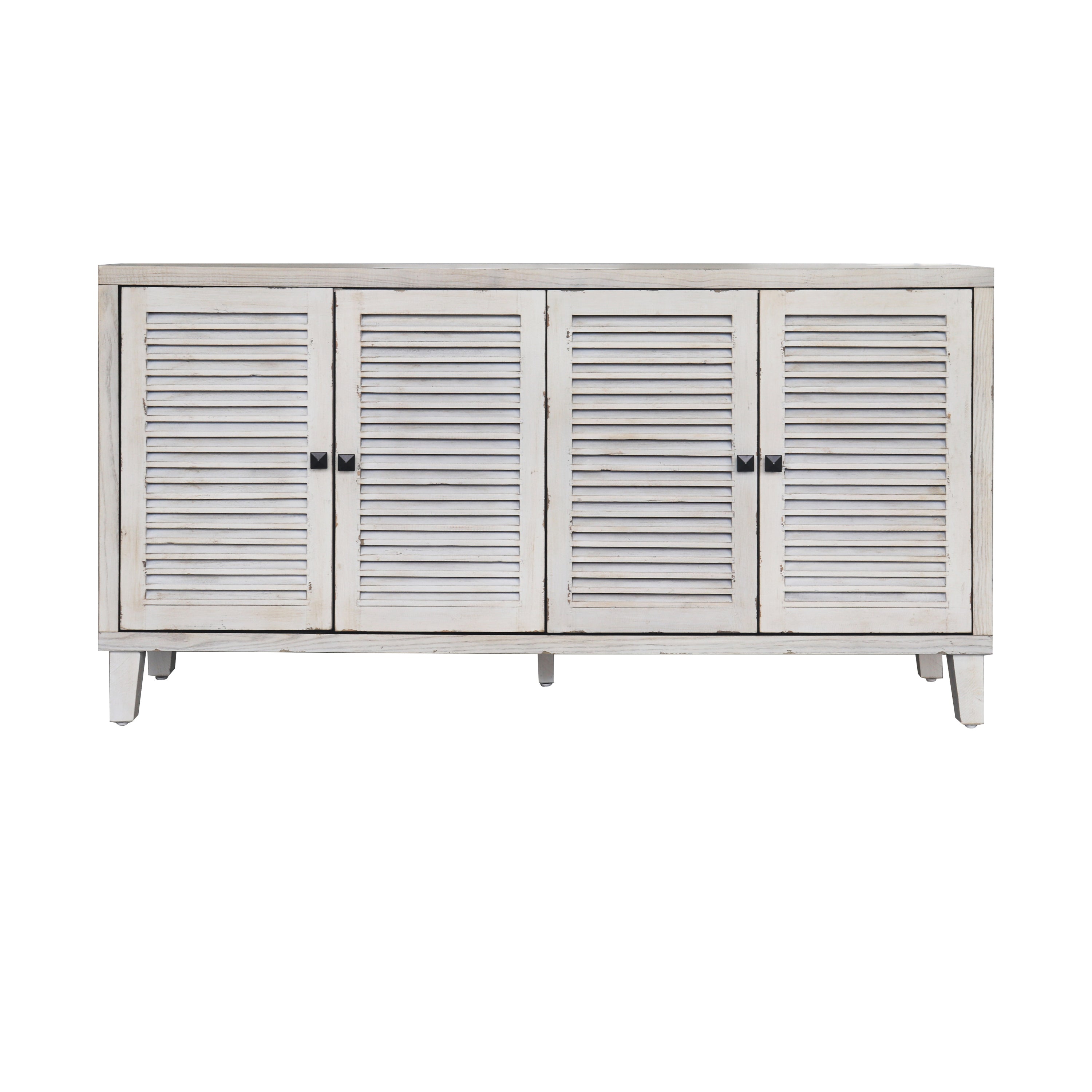 Accent Cabinet 4 Shutter Door Wooden Cabinet Sideboard Buffet - Natural Wood Wash