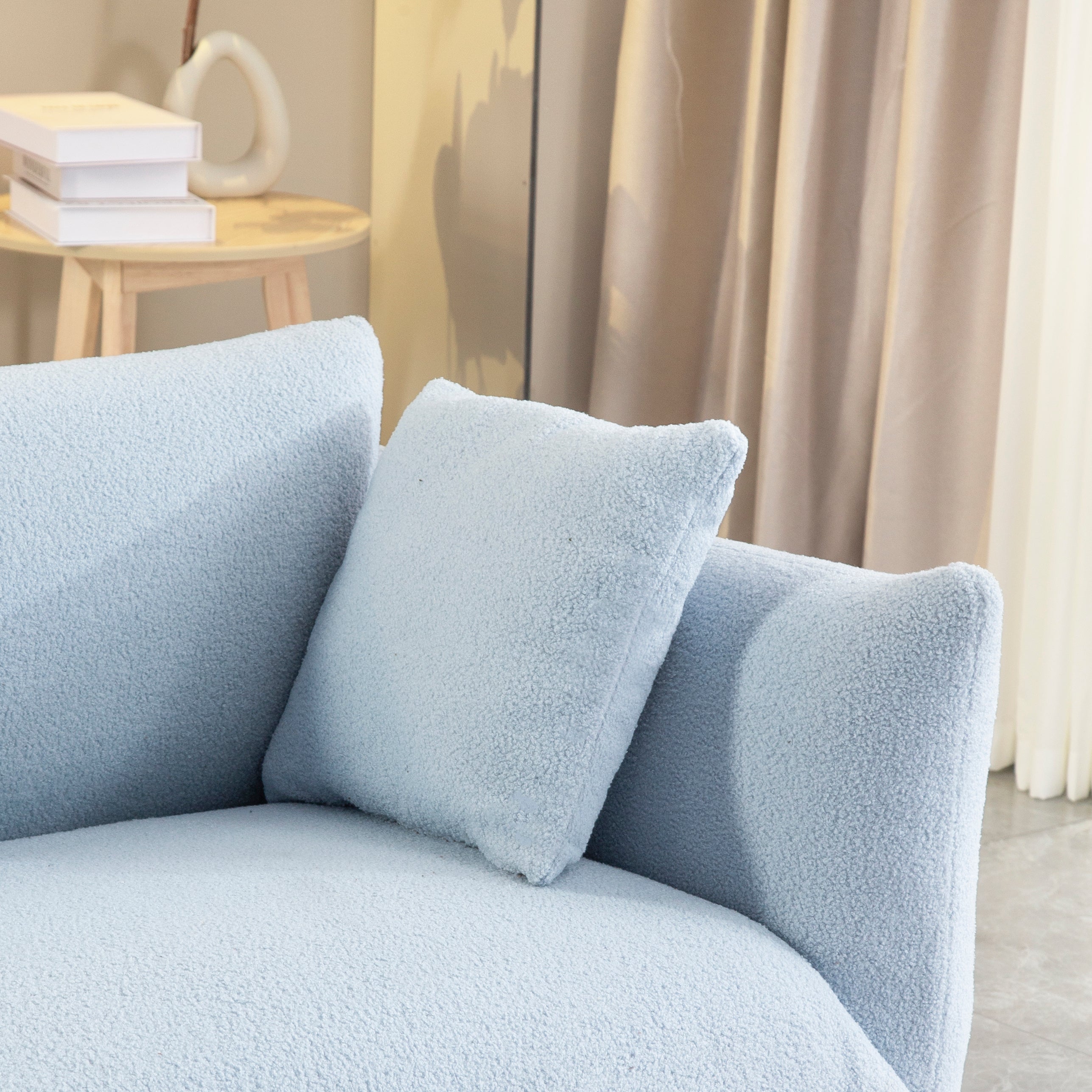 A Lovable Sofa with 2 Pillows and Metal Feet  - Light Blue