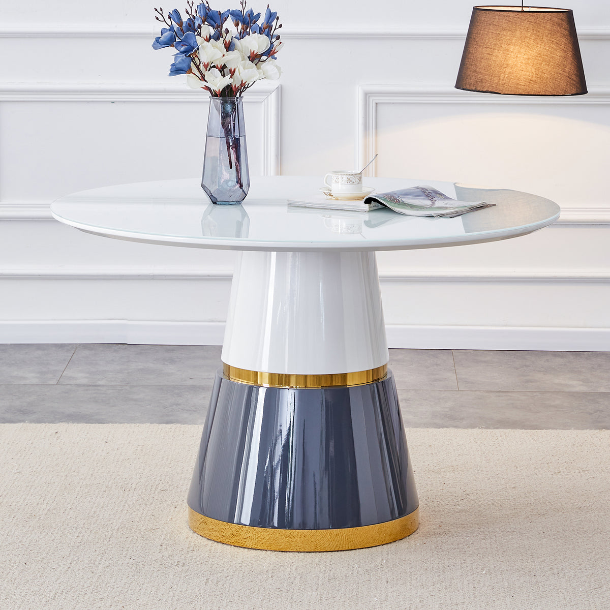 Modern Minimalist Luxury MDF Material Circular Dining Table - White