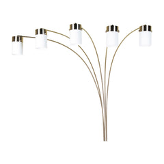 84" Tall Metal Floor Lamp with Nickel finish and 5 White Shaded Arches