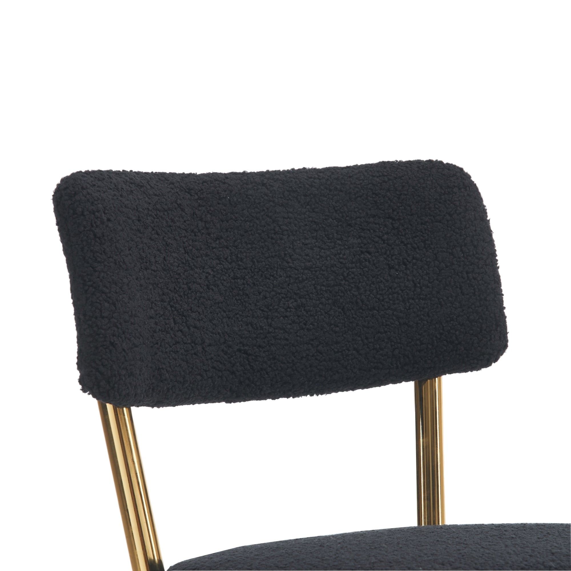 Set of 4 Modern Teddy Fabric Upholstered Bar Stools, Metal base high stool - Black