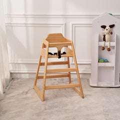 Wooden Double Solid Wood Feeding Baby Chair - Natural Finish