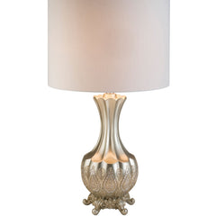 Royal Design 30" Tall Polyresin Table Lamp with Silver finish - White Linen Shade