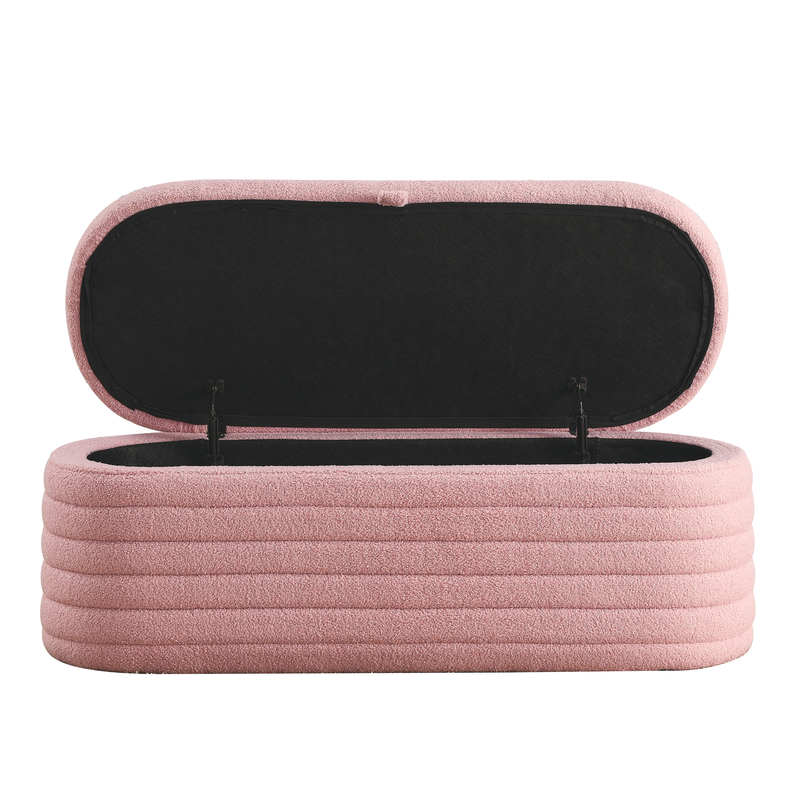 45.5" Storage Ottoman Bench Upholstered Fabric Storage Bench End of Bed Stool with Safety Hinge - Pink teddy.