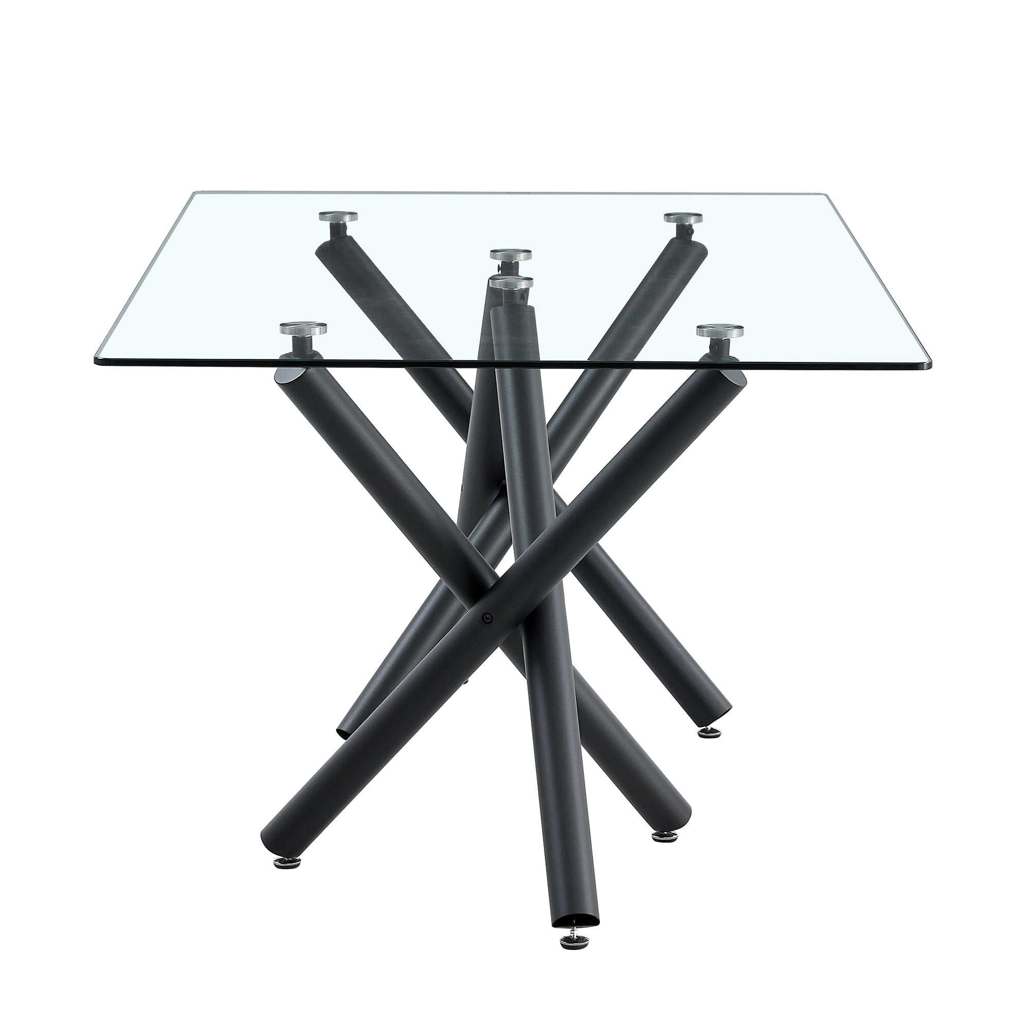 Modern Minimalist Rectangular Glass Dining Table for 6-8 pers - Black Glass