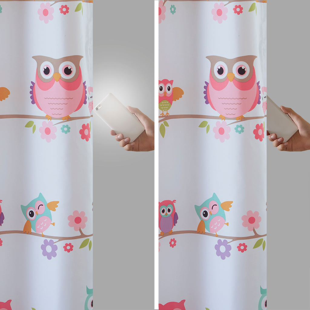 Owl Printed Blackout Curtain Panel - Multicolor