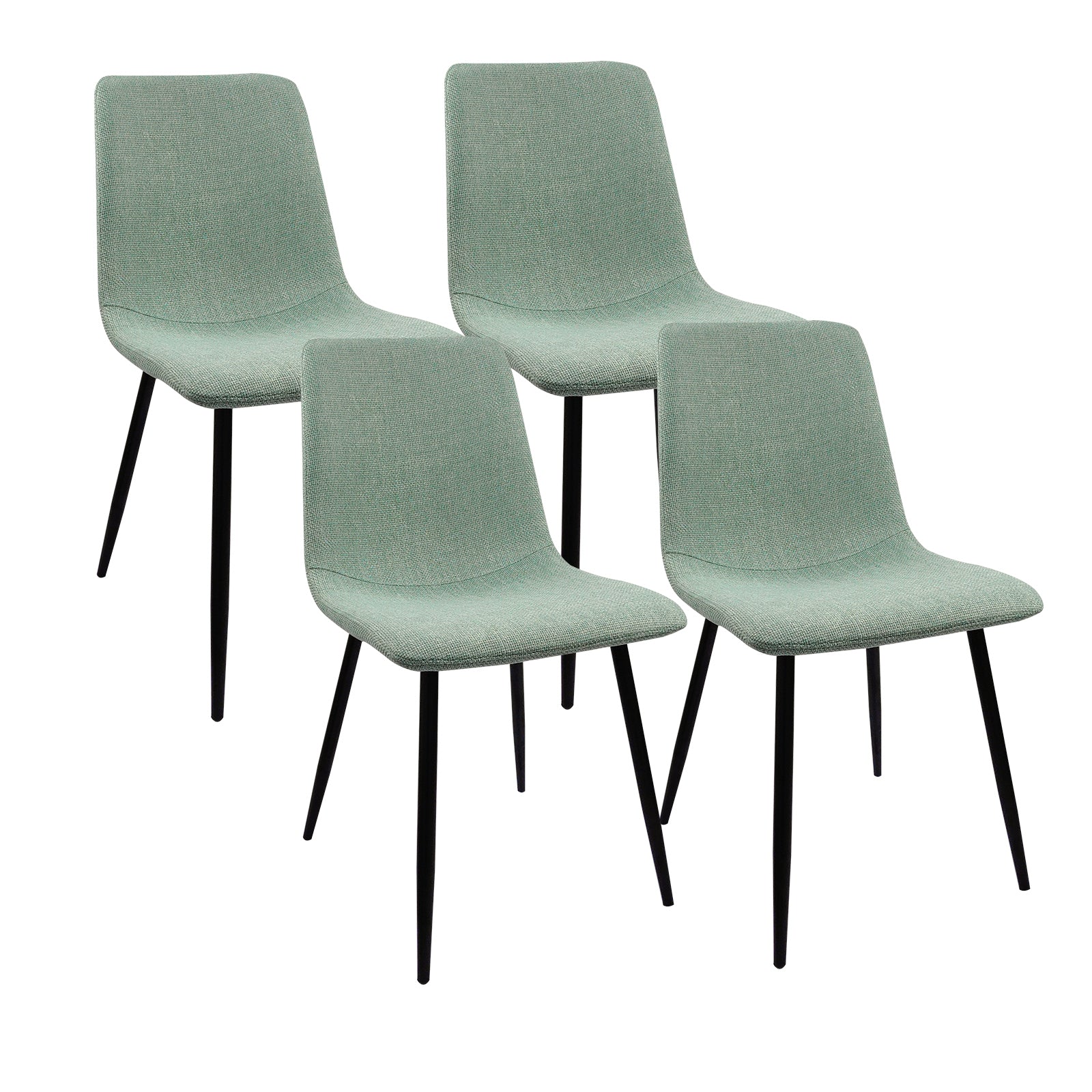 Dining Chairs Set of 4,Modern Kitchen Dining Room ChairSet of 4 Modern Kitchen Dining Room Chairs, Cushion Seat and Sturdy Black Metal Legs - Light Green