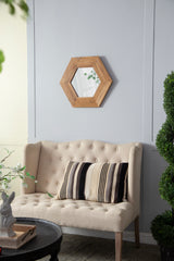 Hexagon Mirror with Natural Wood Frame 18.5"x18.5"