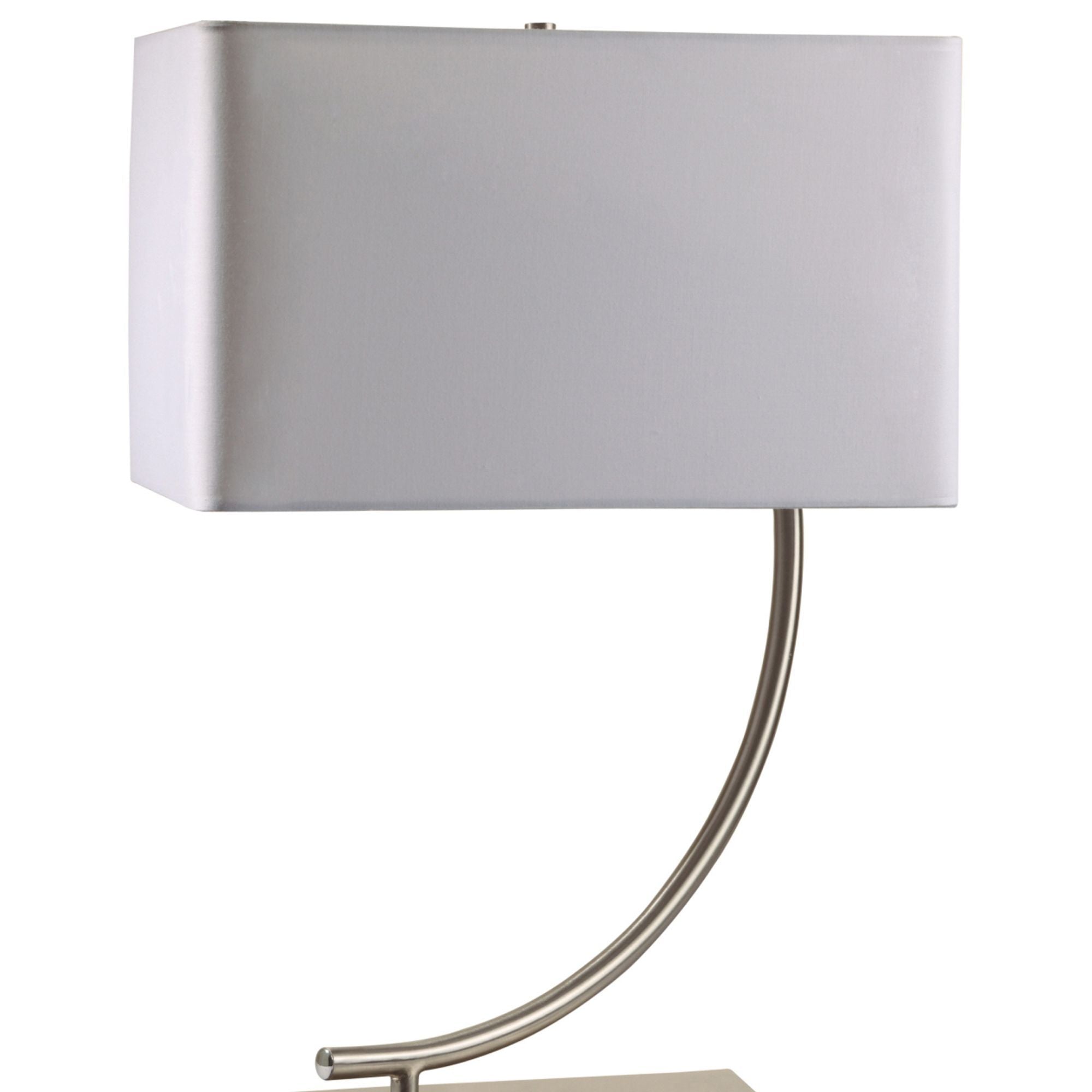 22.5" Tall Metal Table Lamp with Silver finish and Curved design, White Shade