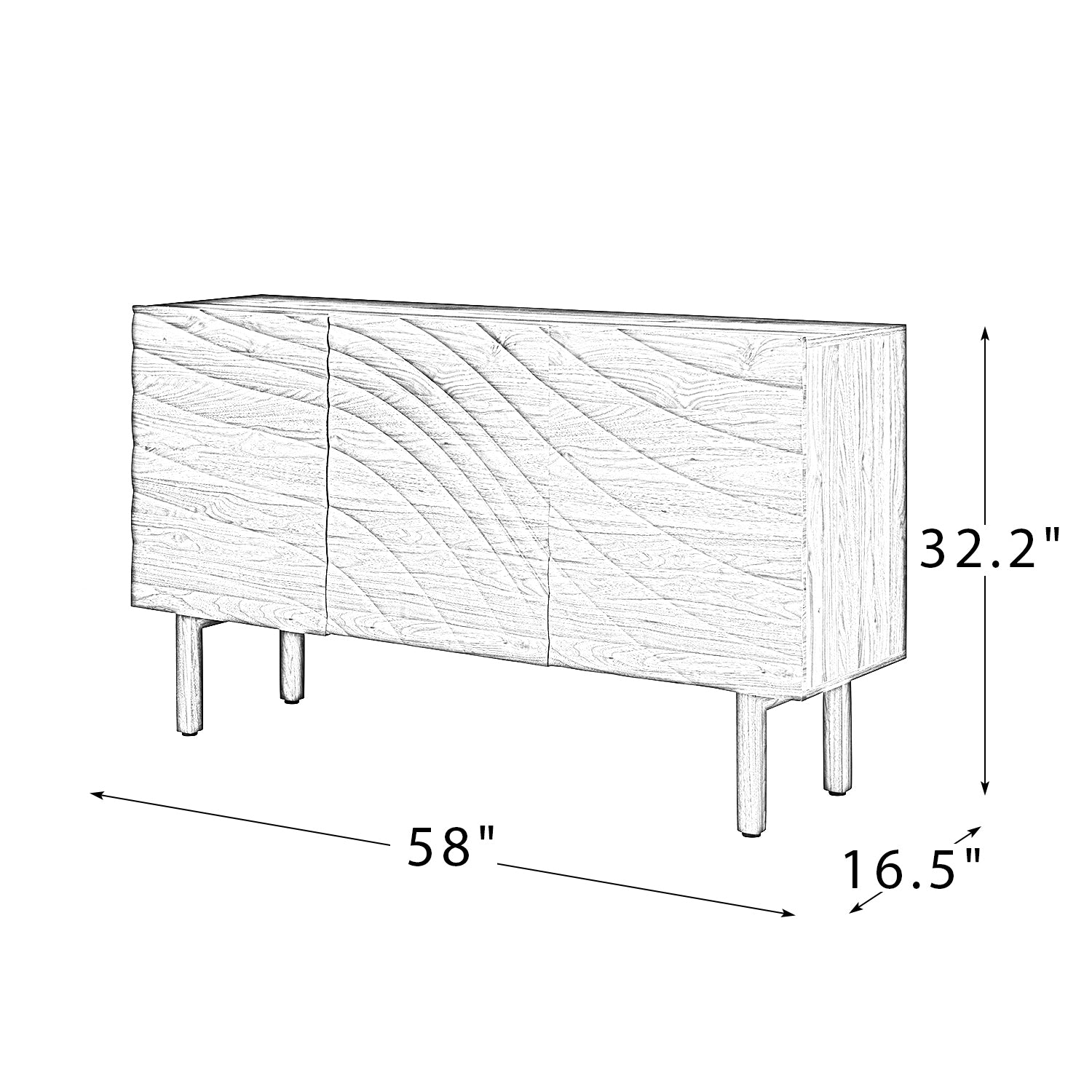 Mysia 58" Wide Sideboard - Oak