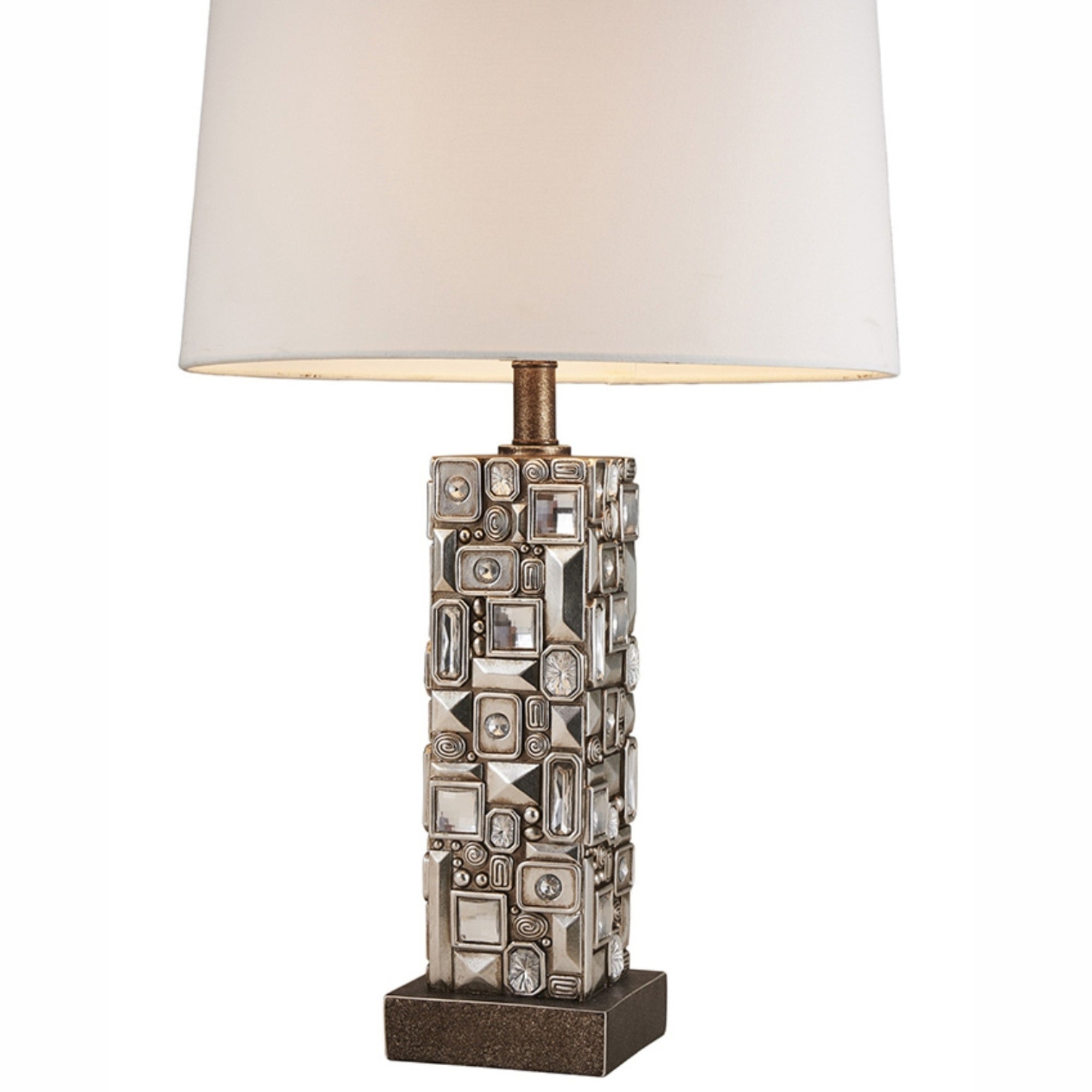 28" Tall Polyresin Table Lamp "Sierra" with Abstract Mirror Design