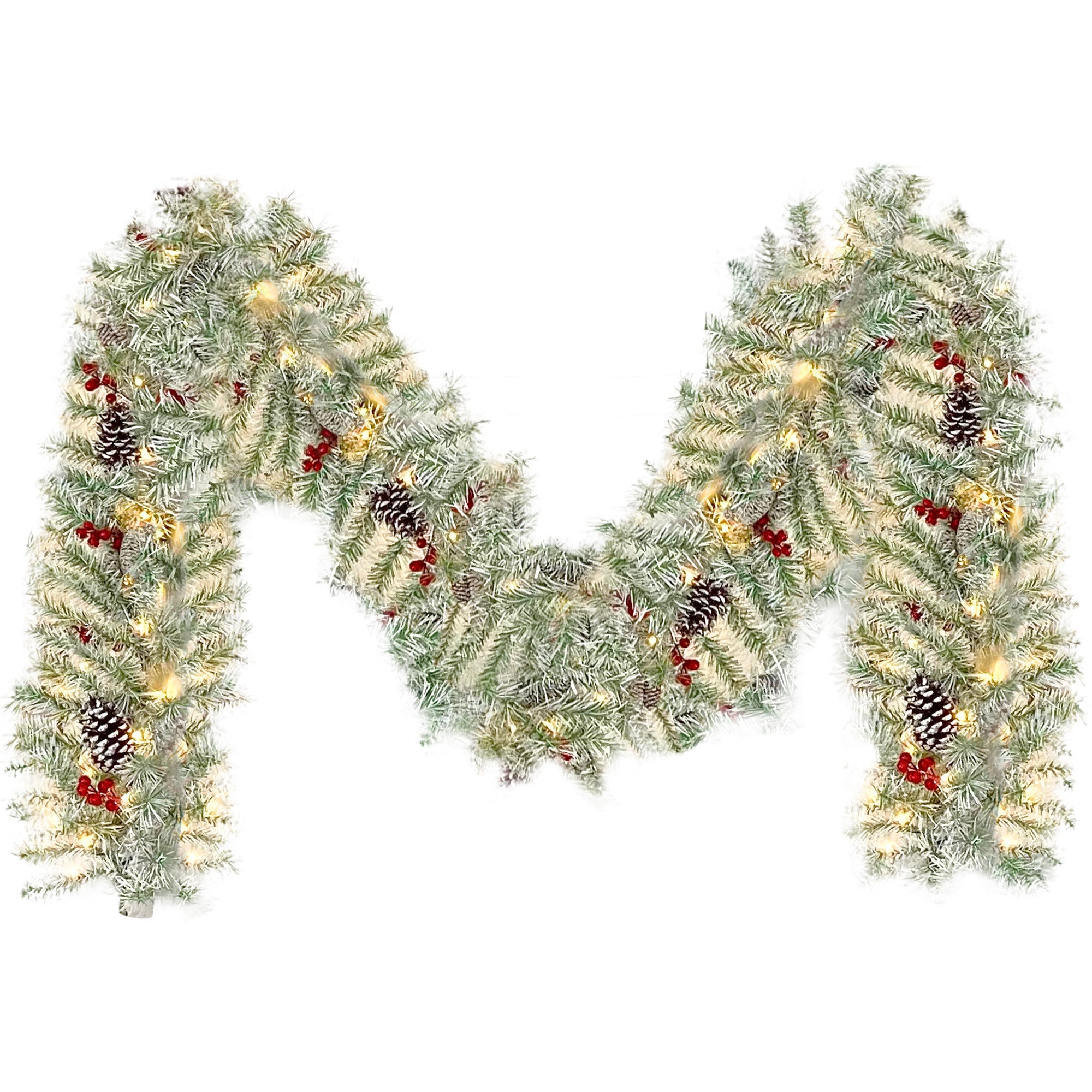 Pre-lit Xmas Tree Artificial Christmas 4-Piece Set,Garland, Wreath and Set of 2