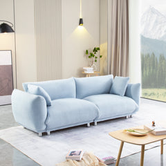 A Lovable Sofa with 2 Pillows and Metal Feet  - Light Blue