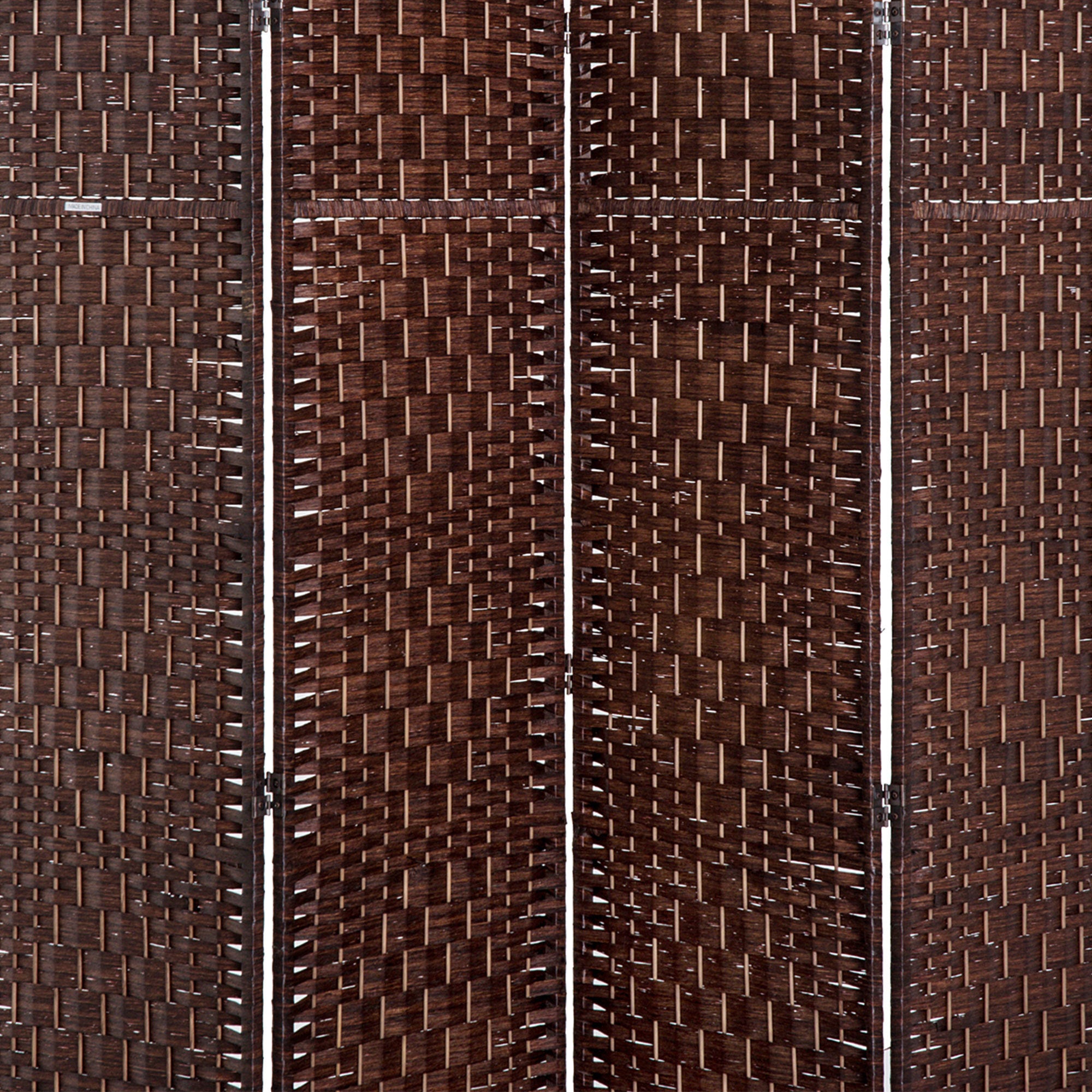 6' Tall Wicker Weave 4 Panel Room Divider Privacy Screen - Brown