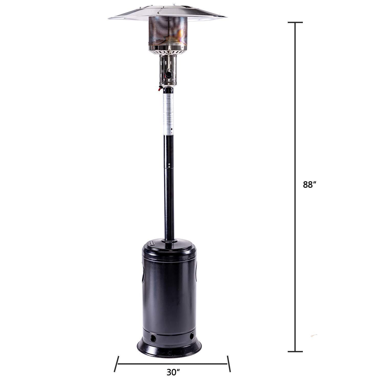 Outdoor Patio Propane Heater with Portable Wheels 47,000 BTU 88 inch Standing Gas Outside Heater Stainless Steel Burner