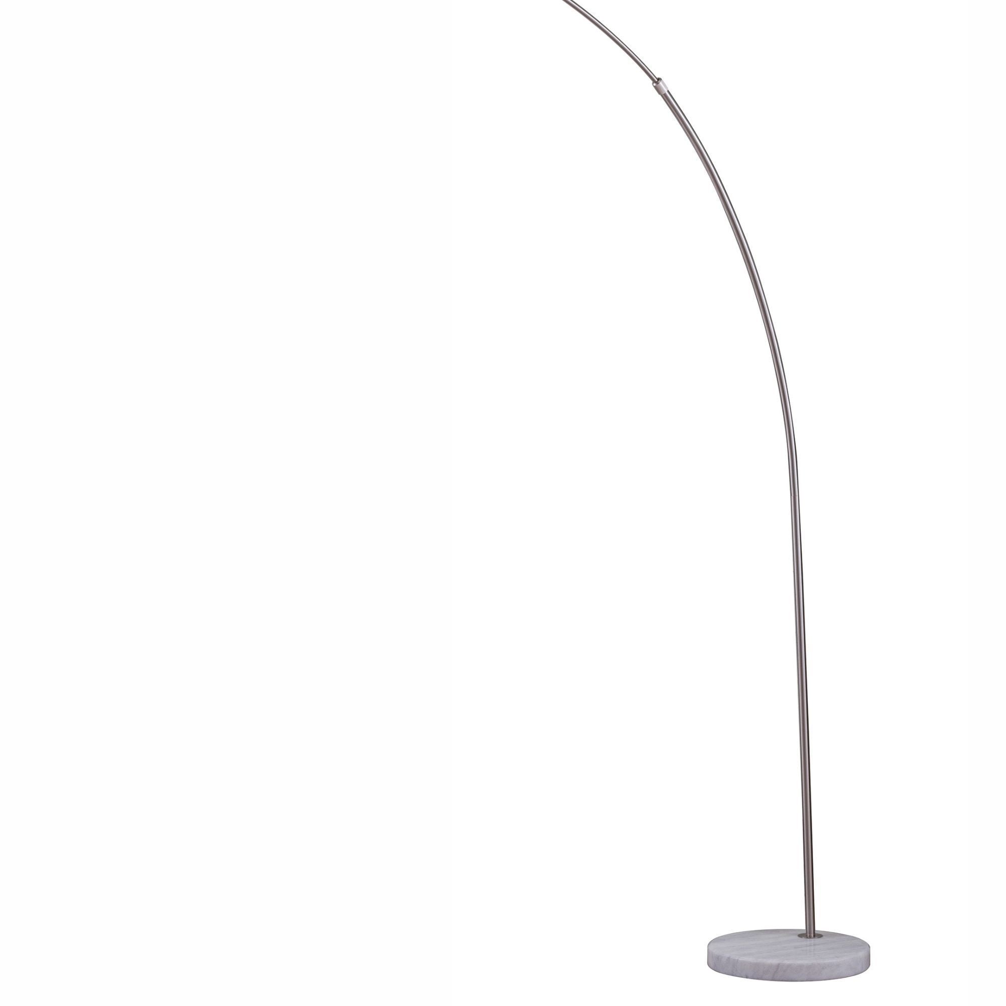 86" Tall Metal Floor Arc Lamp, White and Brushed Silver