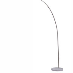 86" Tall Metal Floor Arc Lamp, White and Brushed Silver