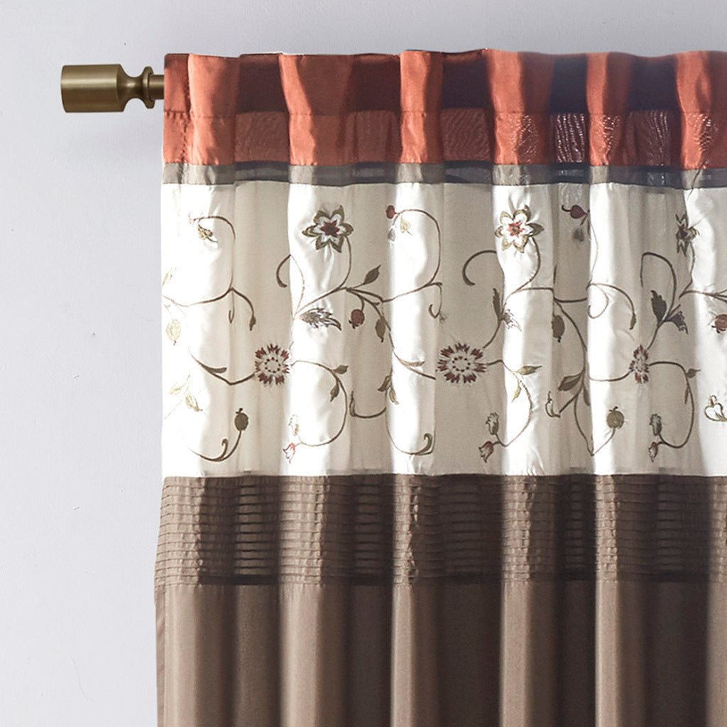 Embroidered Curtain Panel - Spice