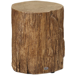 Decorative Side Table with Round Tabletop, Concrete with Wood Grain Finish, for Indoors and Outdoors - Natural