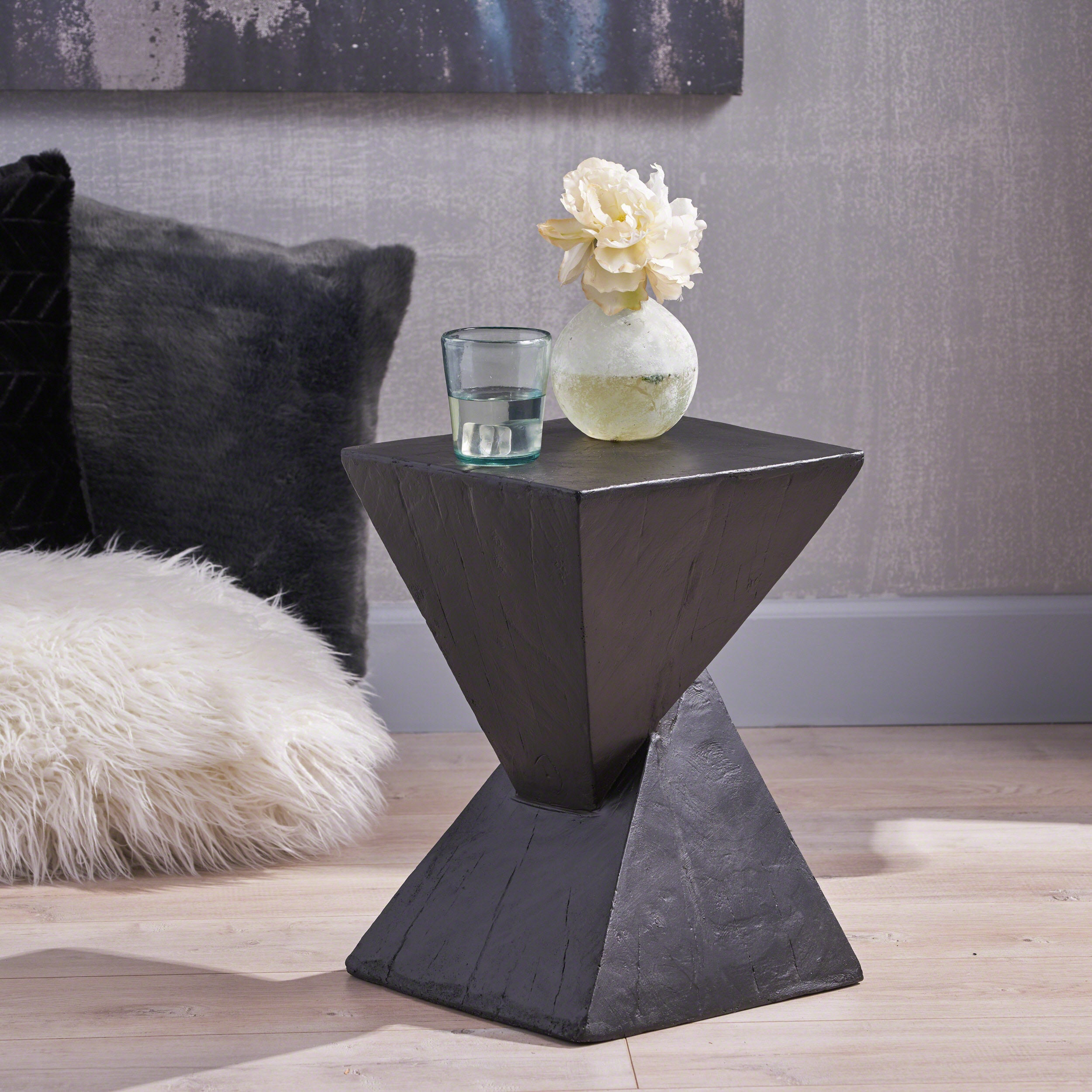 Modern Hourglass Side Table - Black