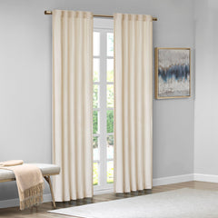 Room Darkening Poly Velvet Rod Pocket/Back Tab Curtain Panel Pair - Ivory