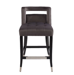 Suede Velvet Barstool with nailheads Dining Room Chair 2 pcs Set - 26 inch Seater height