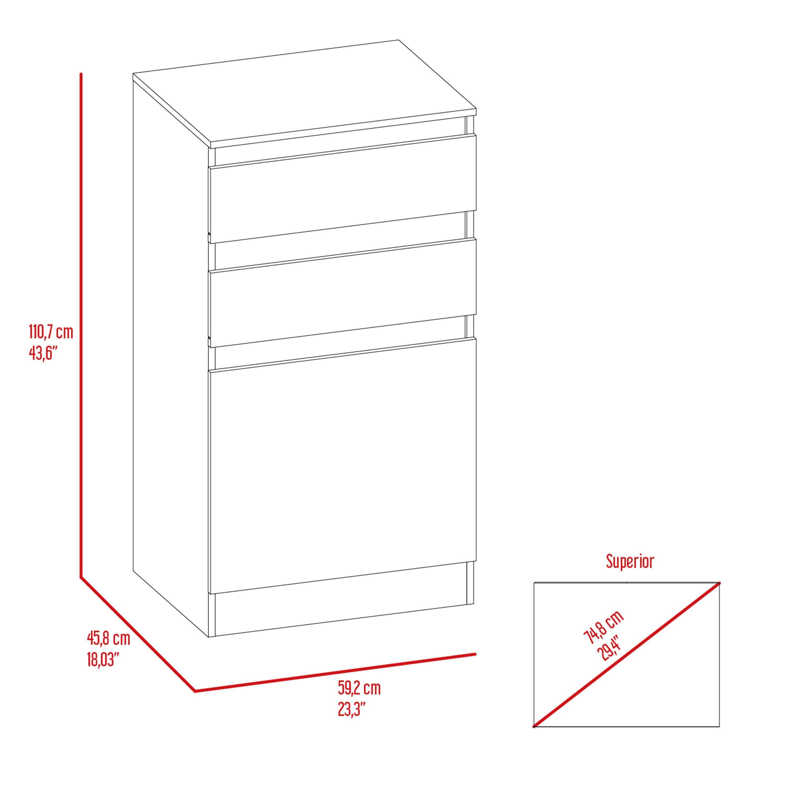 Cambridge Three Drawers Dresser Wengue - Wood