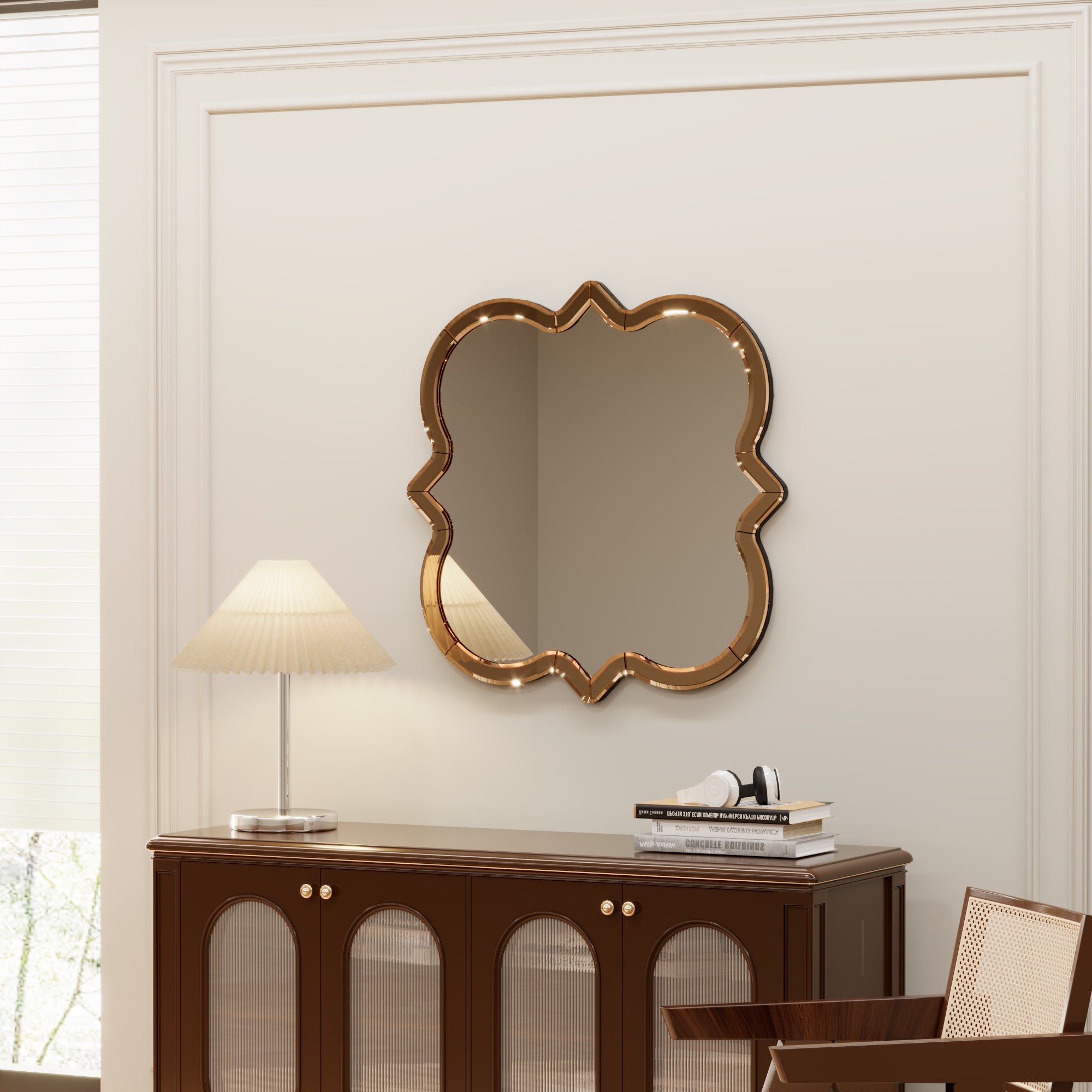 Wall-Mounted Silver Decorative Round Wall Mirror 24x24 inch
