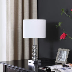 17.75" Olivia Prism Orb Crystal Modern Silver Table Lamp