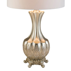 Royal Design 30" Tall Polyresin Table Lamp with Silver finish - White Linen Shade