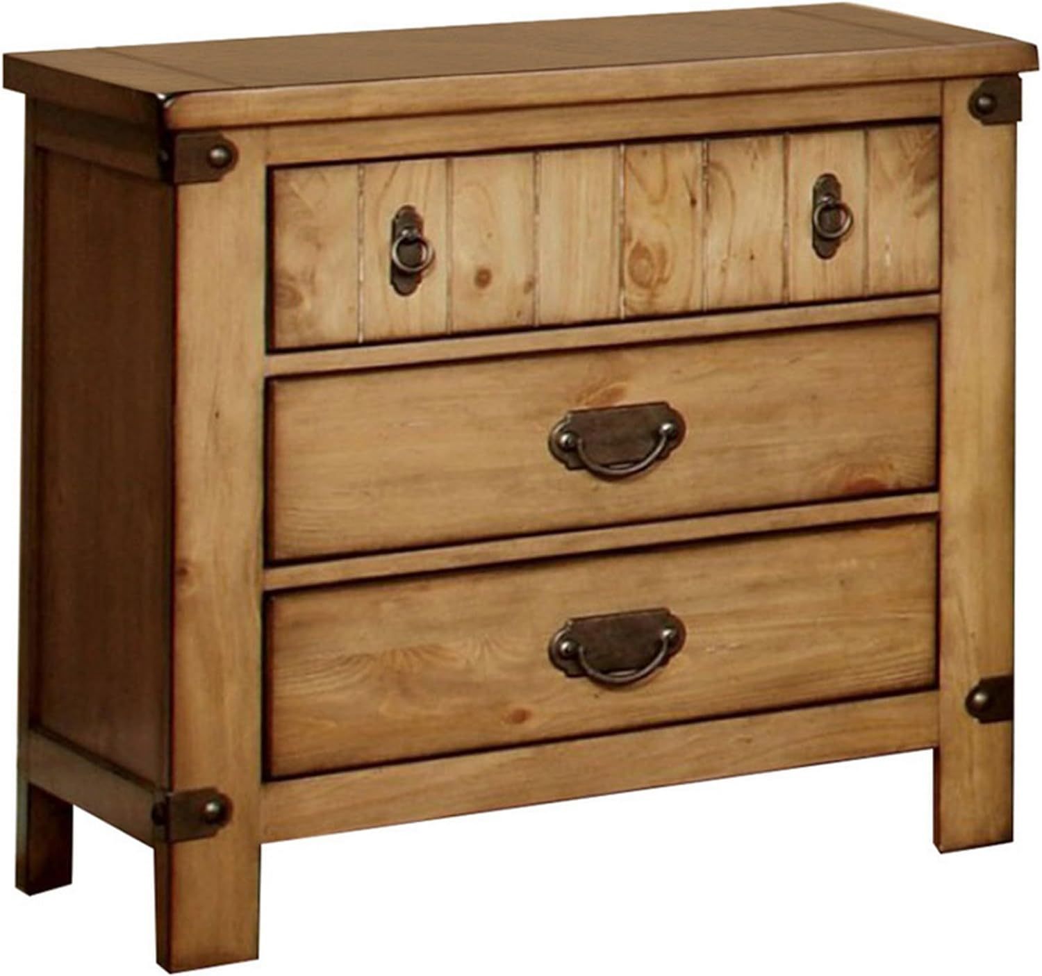 Cottage Style Weathered Elm 1pc Nightstand USB Charger/Power Outlet - Natural