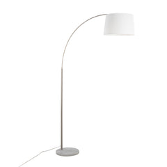 Contemporary Floor Lamp in White Marble and Nickel with White Linen Shade