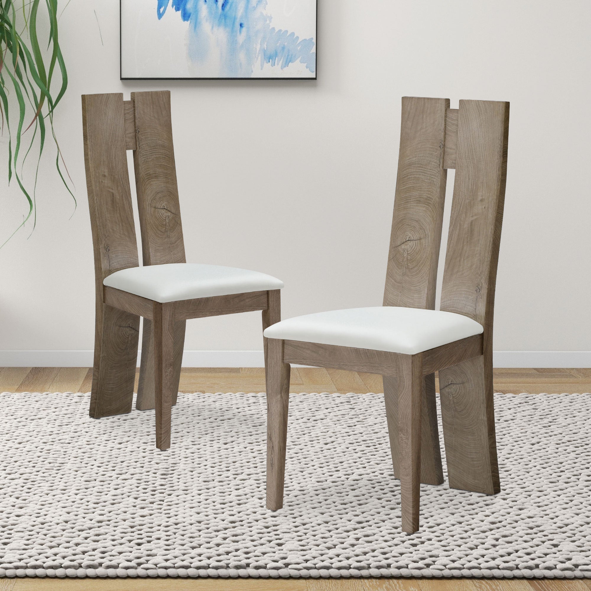 Dining Chair Set of 2 MDF, sponge .PU Leather Upholstered Cushion Seat Wooden Back Side Chairs Wood Armless Dining Chairs with High Back