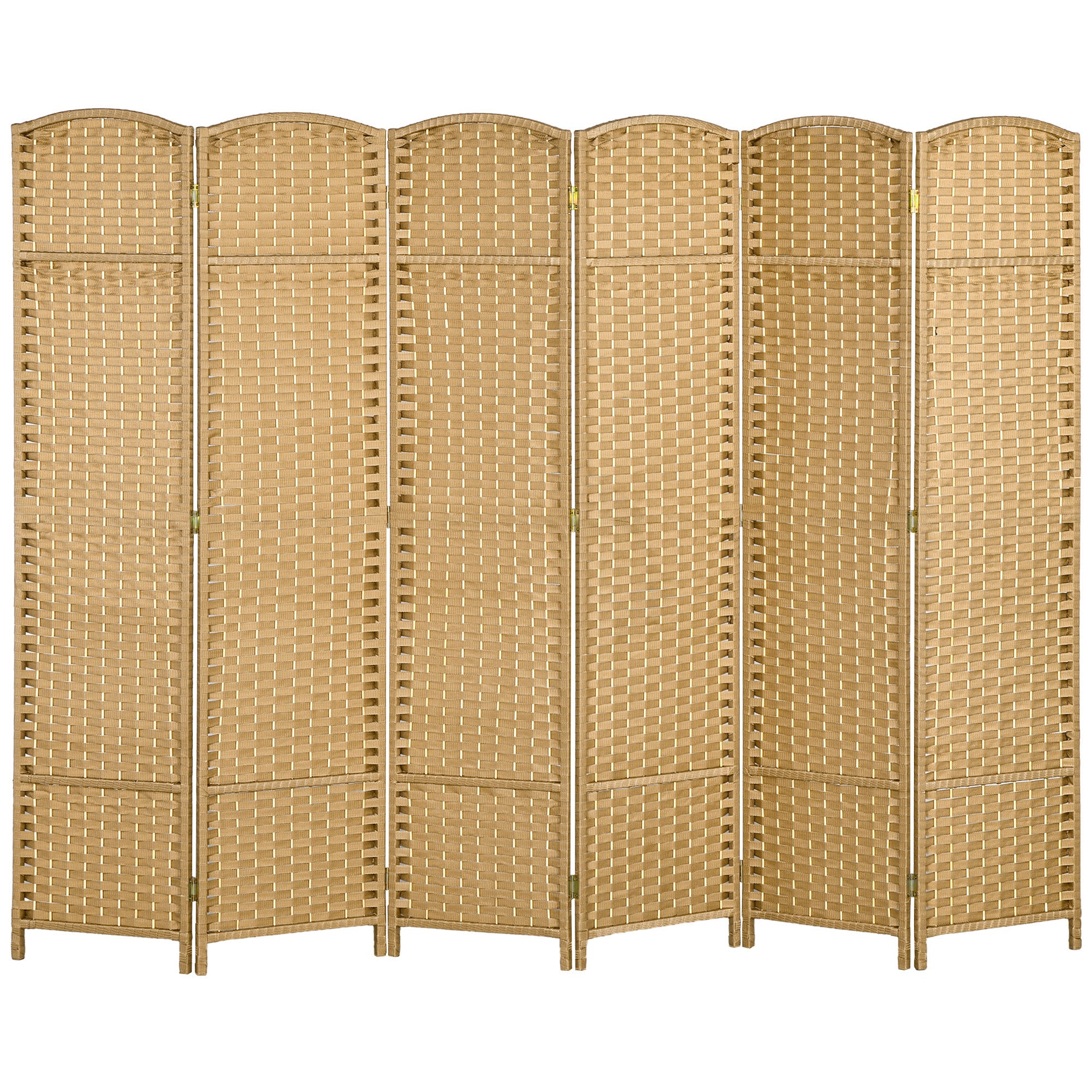 Room Divider, 6 Panel Folding Privacy Screen, 5.6' Tall Freestanding Wall Partition for Home Office, Bedroom, Nature Wood