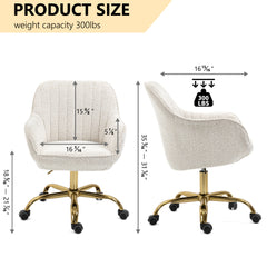 360° Beige Boucle Fabric Swivel Chair With High Back - Beige