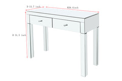 Mirror desktop dressing table, 2 drawer dressing table, suitable W 39.4 inch X D 15.7 inch X H 31.5 inch